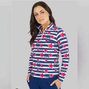 IBKUL Americana II Stars Stripes Zip Up Top Medium